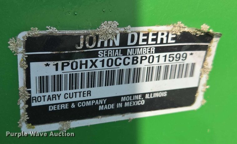 image for item EF1964 John Deere HX10 rotary mower