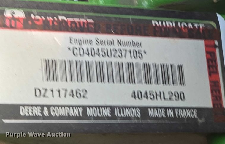 image for item EN8313 2022 John Deere 6120M MFWD tractor