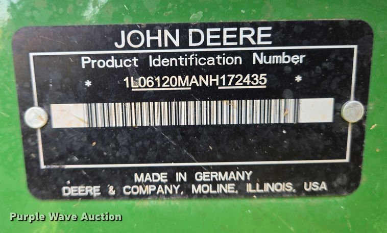image for item EN8313 2022 John Deere 6120M MFWD tractor