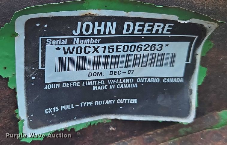 image for item EU3547 2007 John Deere CX15 batwing finish mower
