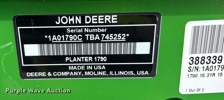 image for item YA0850 2011 John Deere 1790 split row planter
