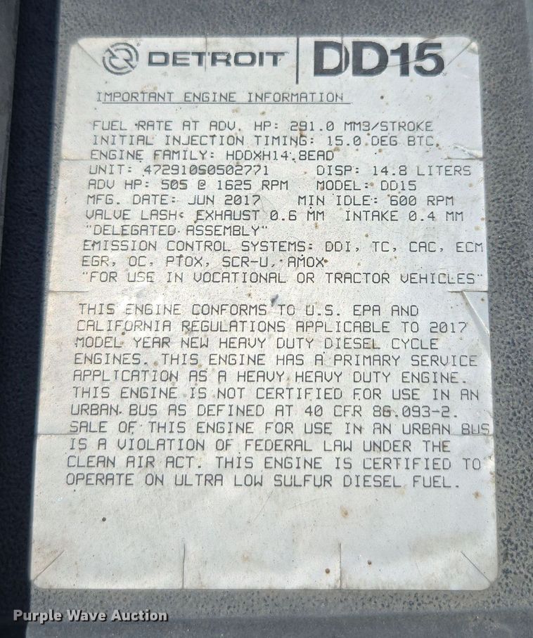 image for item DU7956 2018 Freightliner Cascadia semi truck