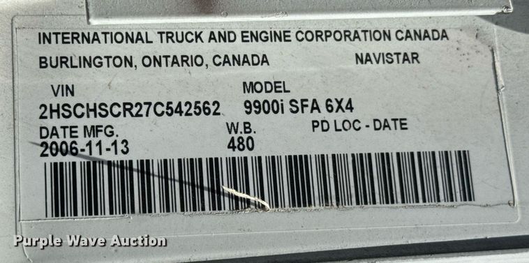 image for item DU9397 2007 International 9900i semi truck