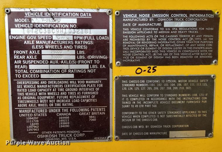 image for item DV6512 1987 Oshkosh  P-2530-SP dump truck