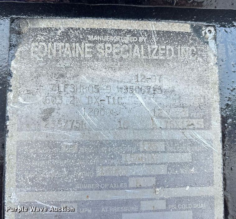 image for item DW7223 1998 Fontaine drop deck extendable equipment trailer