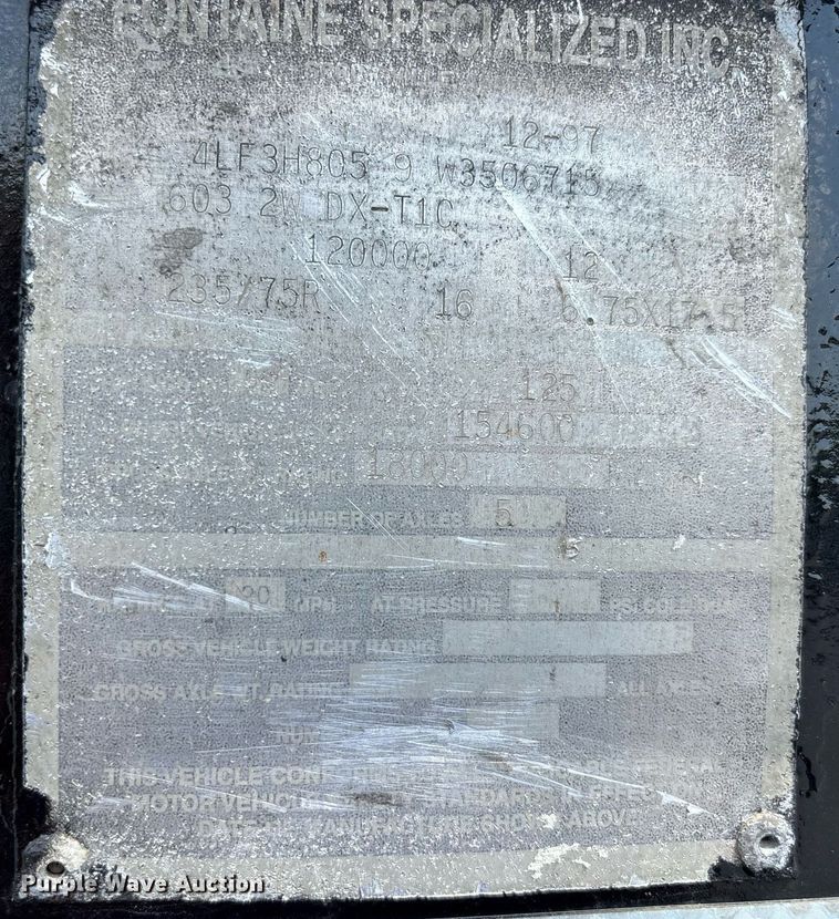 image for item DW7223 1998 Fontaine drop deck extendable equipment trailer