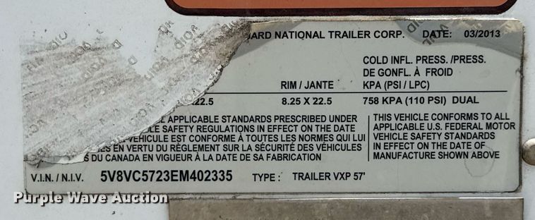 image for item DX5564 2014 Vanguard VXP dry van trailer