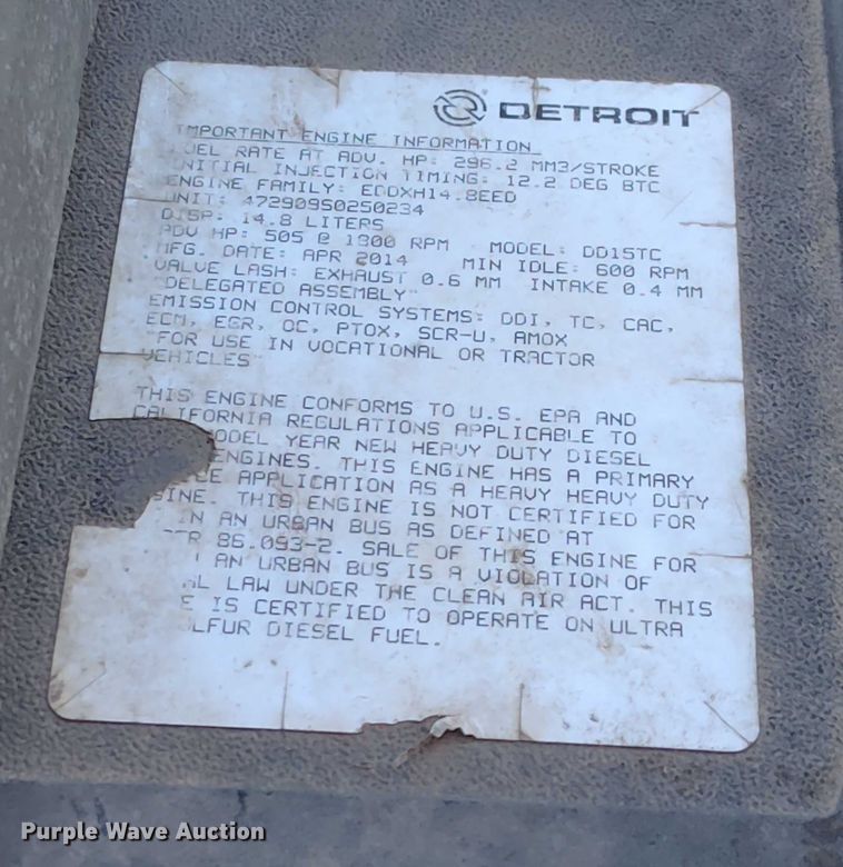 image for item DY0447 2015 Freightliner Coronado SD122 semi truck