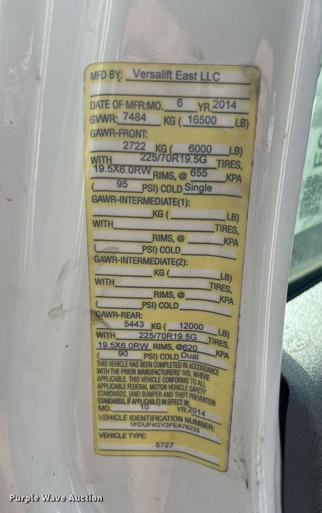 image for item EC3725 2015 Ford F450 Super Duty bucket truck