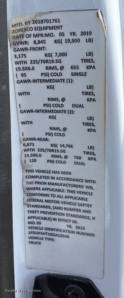 image for item EC4379 2019 Ford F550 dump truck