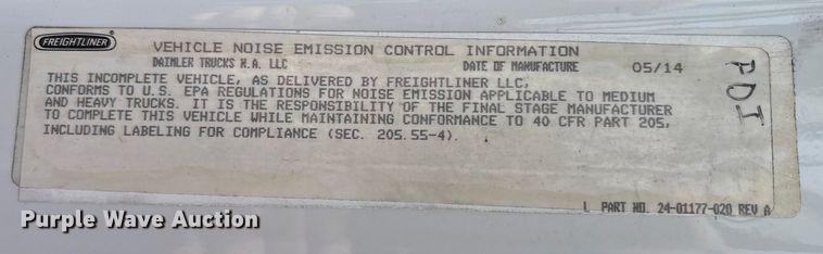 image for item EC4380 2015 Freightliner Business Class M2 truck cab and chassis