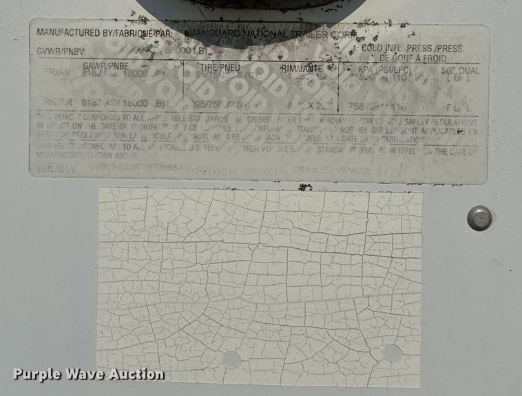 image for item ED5809 2007 Vanguard VIP4000 dry van trailer