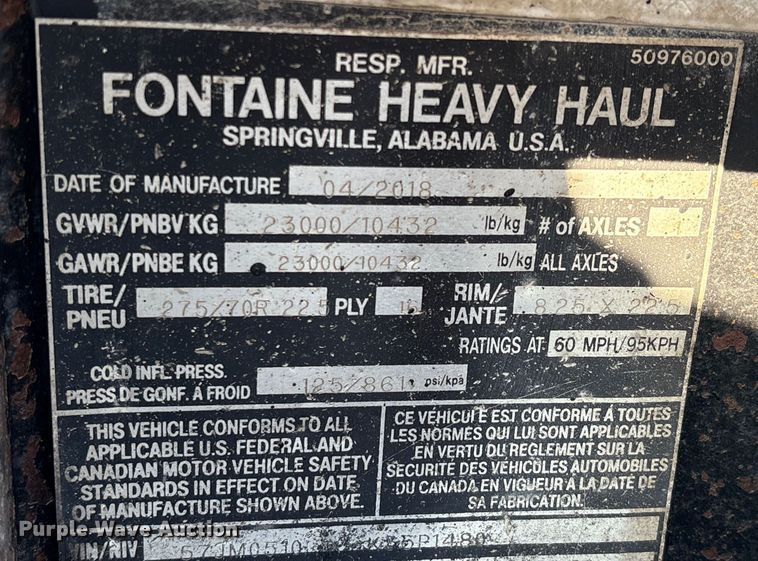 image for item EM0521 2019 Fontaine Magnitude HFLD lowboy equipment trailer
