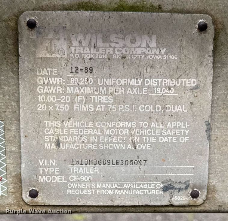 image for item EM2222 1990 Wilson CF-900 flatbed trailer