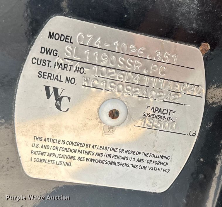 image for item ET8513 W&C C74-1026-351 lift axle