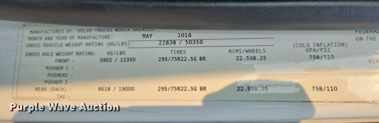 image for item EU3536 2019 Volvo Truck VNL semi truck