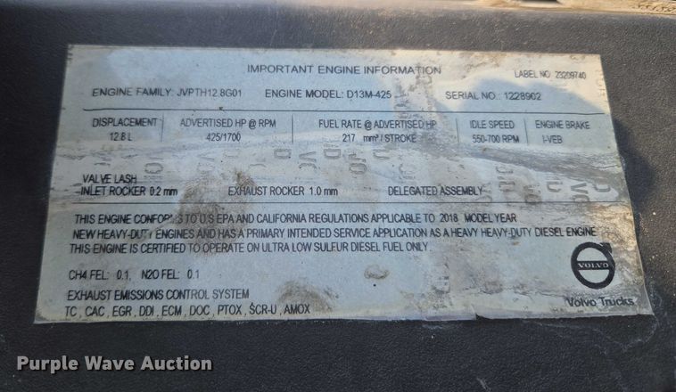 image for item EU3537 2019 Volvo VNL760 semi truck