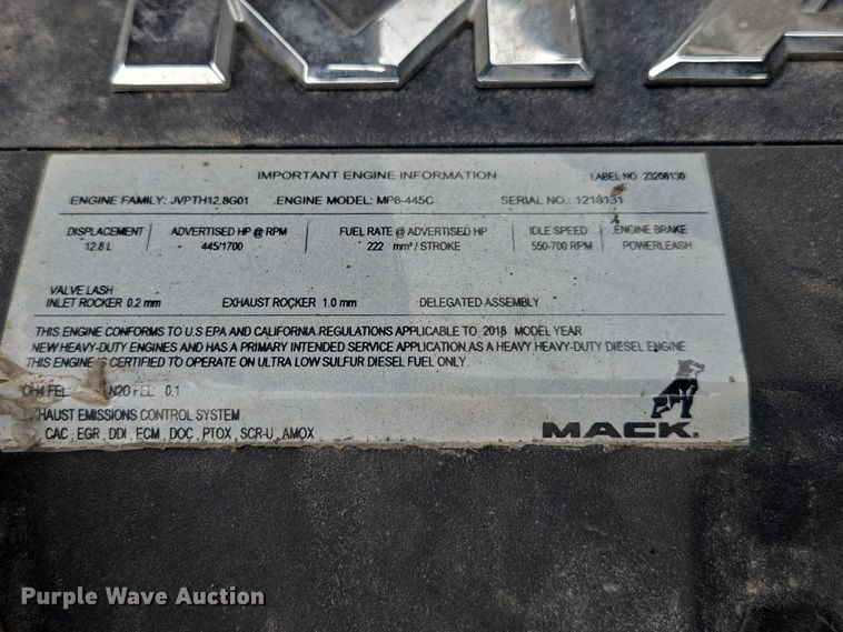 image for item FB9445 2019 Mack AN64T semi truck