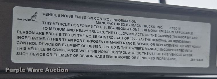 image for item FB9445 2019 Mack AN64T semi truck