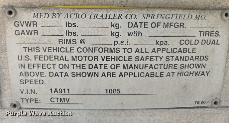 image for item FB9450 2006 Acro tank trailer