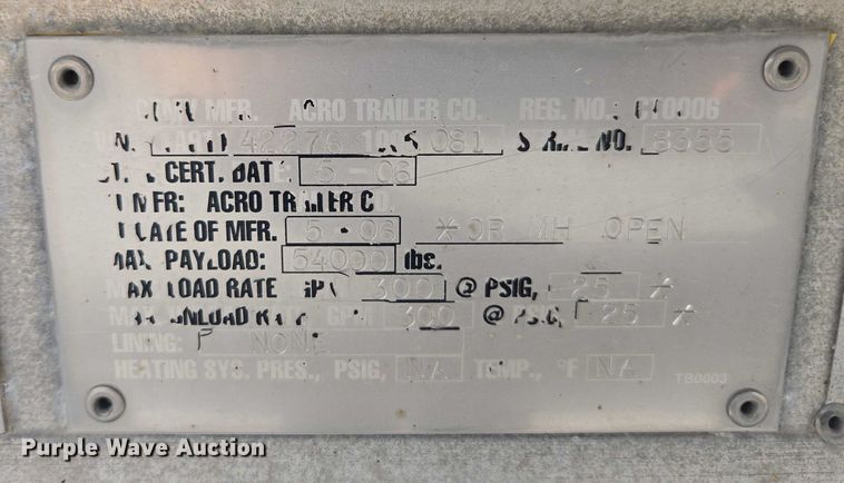 image for item FB9450 2006 Acro tank trailer