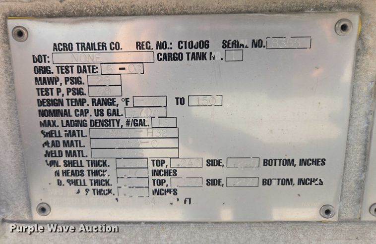 image for item FB9450 2006 Acro tank trailer