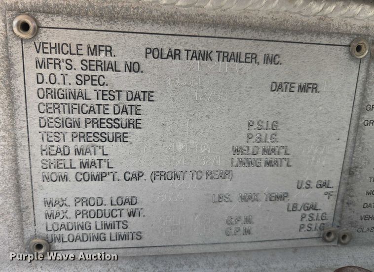 image for item FB9451 1999 Polar tank trailer