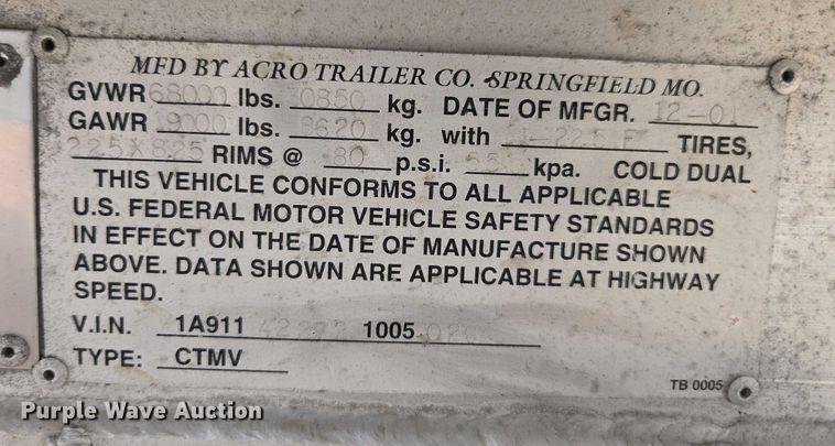 image for item FB9452 2002 Acro tank trailer