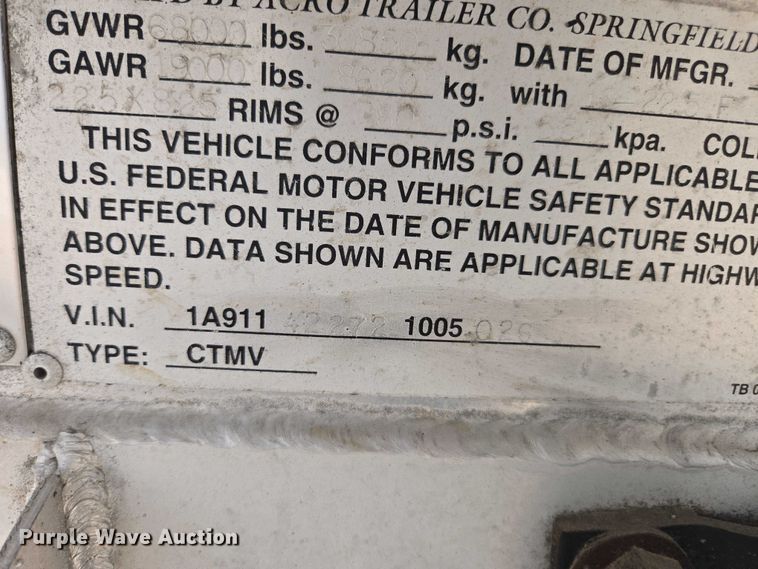 image for item FB9452 2002 Acro tank trailer