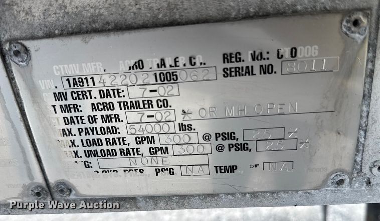 image for item FB9455 2002 Acro tank trailer