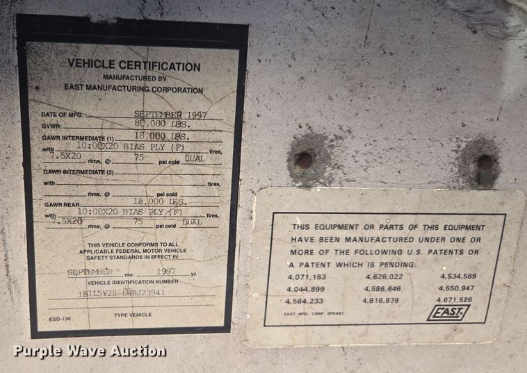 image for item YA0270 1998 East drop deck trailer