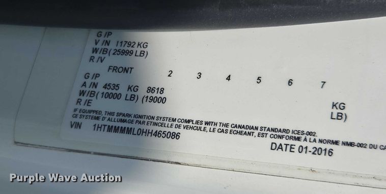 image for item YA0658 2017 International 4300 box truck