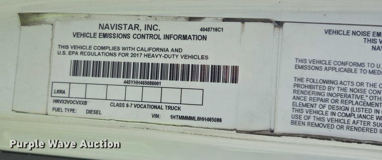 image for item YA0658 2017 International 4300 box truck