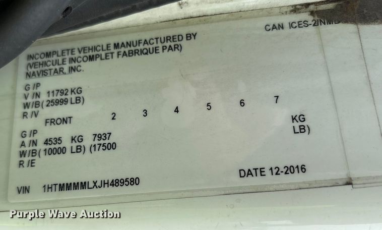 image for item YA0688 2018 International 4300 box truck