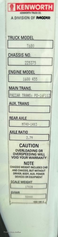 image for item YA0752 2018 Kenworth T680 semi truck