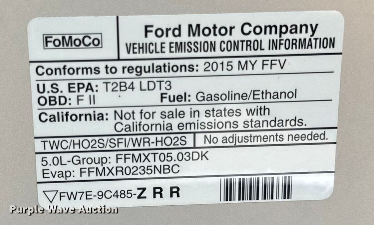 image for item DJ9707 2015 Ford F150 SuperCab pickup truck