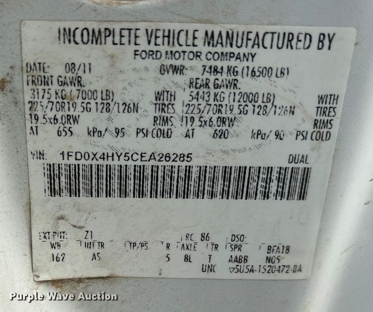 image for item DM1966 2012 Ford F450 Super Duty utility / service truck