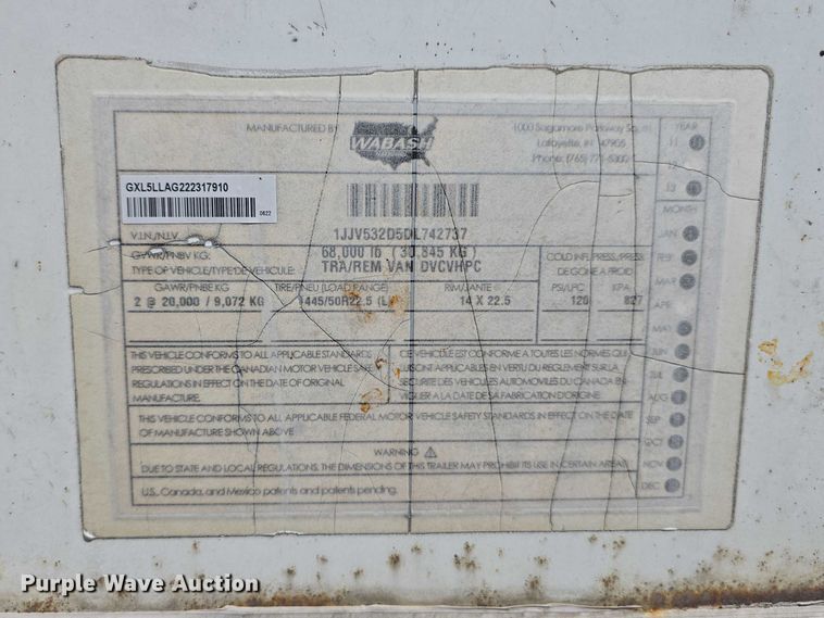 image for item DR3968 2013 Wabash DVCVHPC dry van trailer