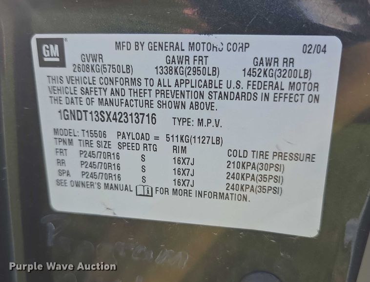 image for item DR3981 2004 Chevrolet TrailBlazer LS SUV