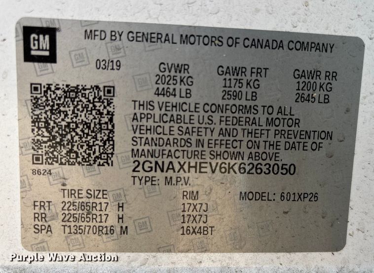 image for item DU1261 2019 Chevrolet Equinox SUV