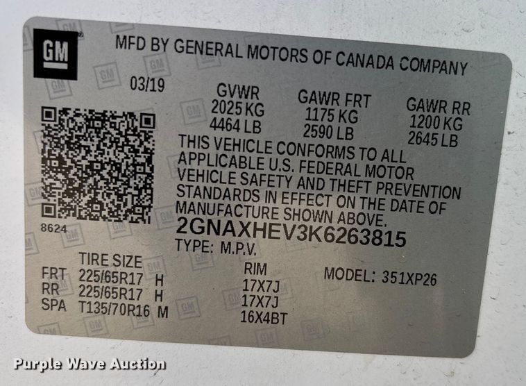 image for item DU1262 2019 Chevrolet Equinox SUV