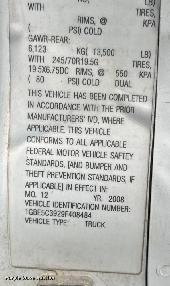 image for item DU9323 2009 Chevrolet C5500 dump flatbed truck