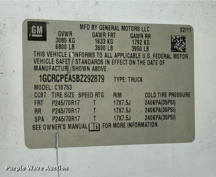 image for item DW3438 2011 Chevrolet Silverado 1500 Ext. Cab pickup truck