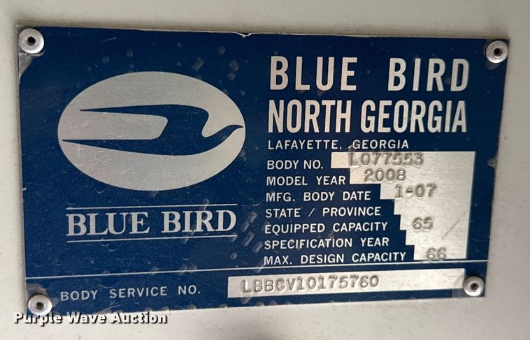 image for item DW3442 2008 Blue Bird Vision school bus