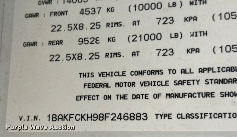 image for item DW3442 2008 Blue Bird Vision school bus