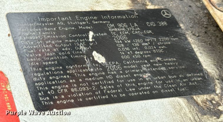 image for item DW3447 2007 Thomas Built school bus