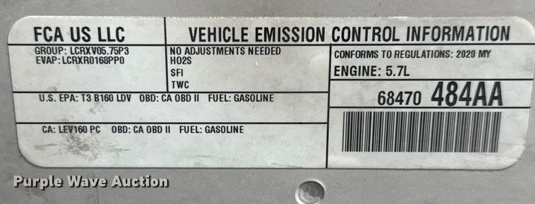 image for item DX5711 2020 Dodge Charger Police 