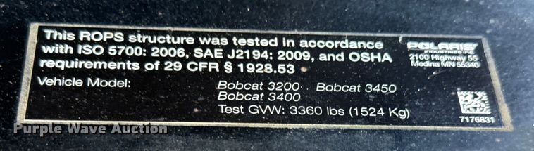 image for item DX5733 2013 Bobcat 3400 utility vehicle