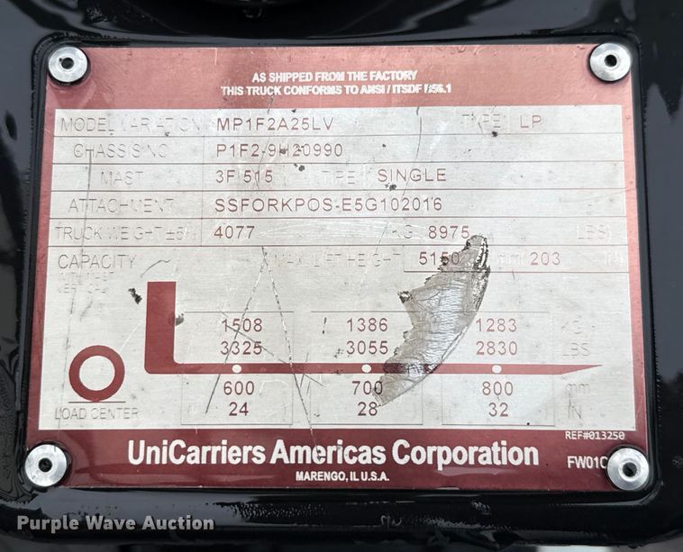 image for item DX5741 2016 UniCarriers PF50 forklift