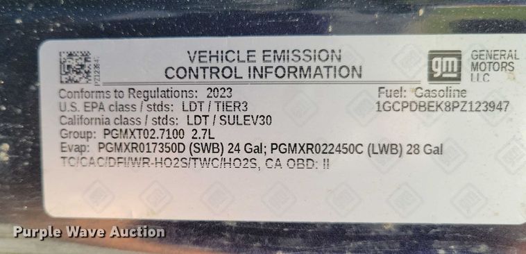 image for item DX7249 2023 Chevrolet 1500 Silverado Custom Crew Cab pickup truck